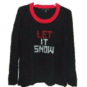 French Laundry Black Red White Let It Snow Shaggy Sweater Plus‎ Size 1X